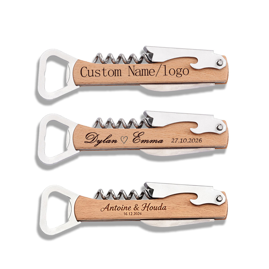 Wine In Beer Name - 20 szt. Personalizowane, grawerowane drewniane otwieracze